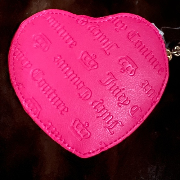 Juicy Couture hot pink wristlet coin purse Brand New wallet heart bling charms - Picture 3 of 10